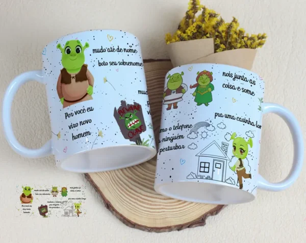 Kit Romântico Estampas Canecas Personalizadas - Edite Fácil