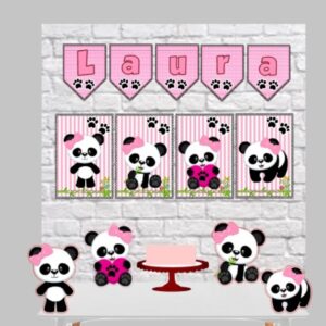 kit so um bolinho panda rosa arquivo digital papelaria