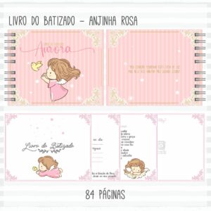 livro batizado anjinha rosa arquivo digital recordacoes