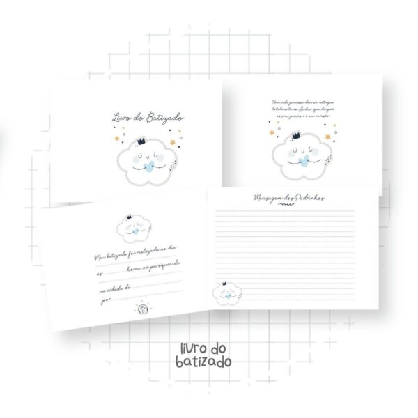 Livro Batizado Nuvem Menino - Arquivo Digital - Imagem 2