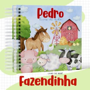 livro bebe fazendinha menino arquivo digital encadernacao