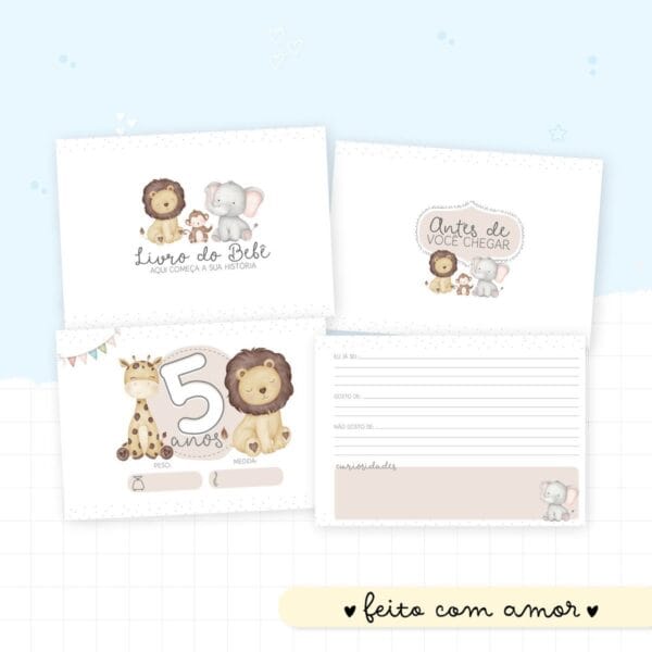 Livro do Bebê Animais Cute Menino - Arquivo Digital