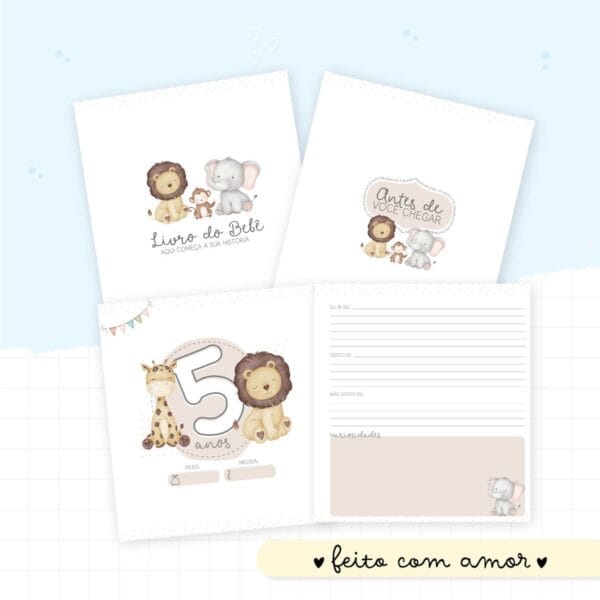 Livro do Bebê Animais Cute Menino - Arquivo Digital