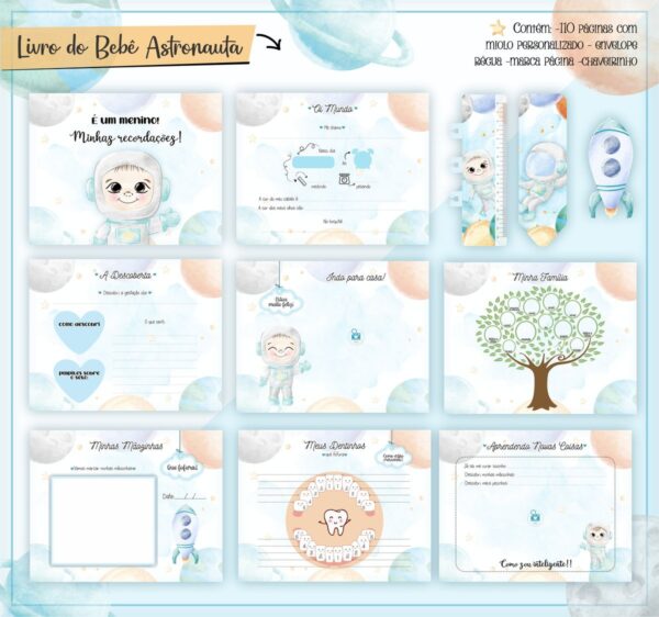 Livro Do Bebê Astronauta Aquarela - Arquivo Digital - Imagem 3