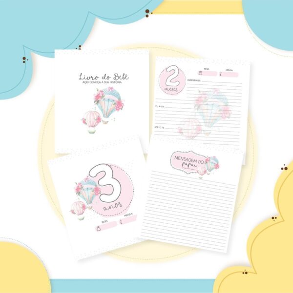 Livro do Bebê Balão de Ar Menina - Arquivo Digital - Imagem 3