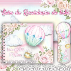 livro do bebe balao rosa arquivo digital personalizacao 4