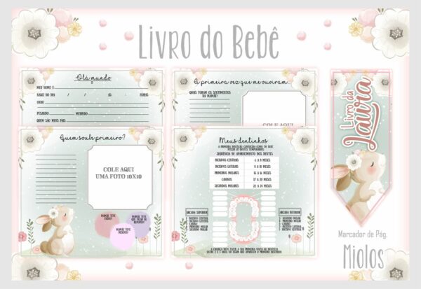 Livro do Bebê Coelhinha Neutra Menina - Arquivo Digital - Imagem 2