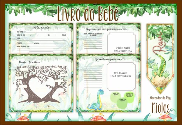 Livro do Bebê Dinossauro Aquarela - Arquivo Digital - Imagem 2