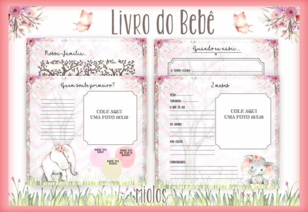 Livro do Bebê Elefante Rosa - Arquivo Digital - Imagem 2