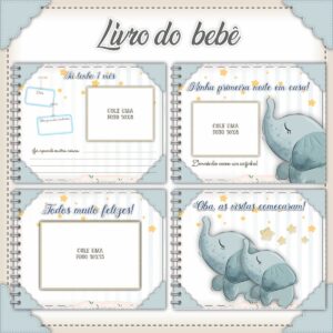 livro do bebe elefantinho cinza arquivo digital recem nascido