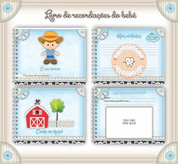 Livro do Bebê Fazendinha Menino - Arquivo Digital - Imagem 3
