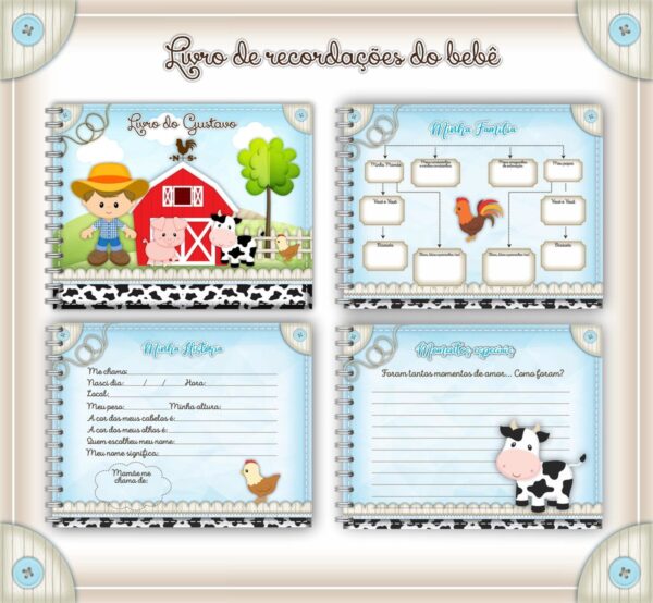 Livro do Bebê Fazendinha Menino - Arquivo Digital - Imagem 2