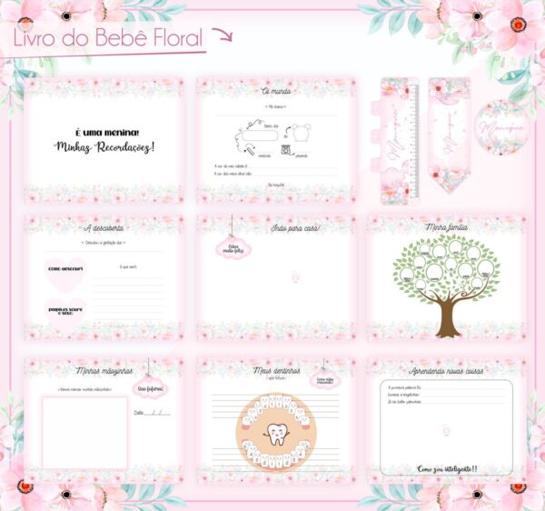 Livro Do Bebê Floral Delicado - Arquivo Digital - Imagem 2