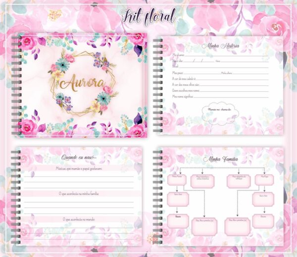 Livro do Bebê Floral Menina - Arquivo Digital