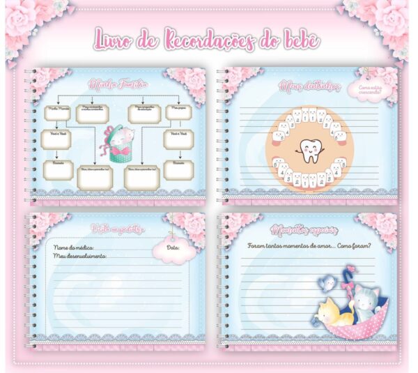 Livro do Bebê Gatinhos Rosa - Arquivo Digital - Imagem 3