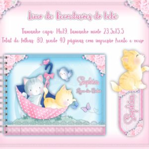 livro do bebe gatinhos rosa arquivo digital lembrancas 1