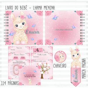 livro do bebe lhama menina arquivo digital personalizacao