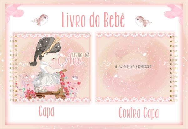 Livro do Bebê Menina Aquarela - Arquivo Digital