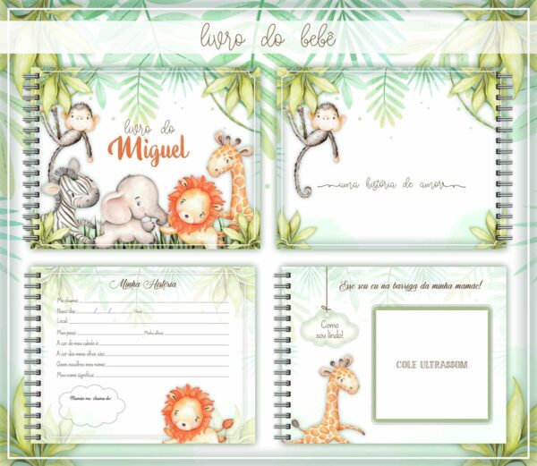 Livro do Bebê Safari Aquarela - Arquivo Digital