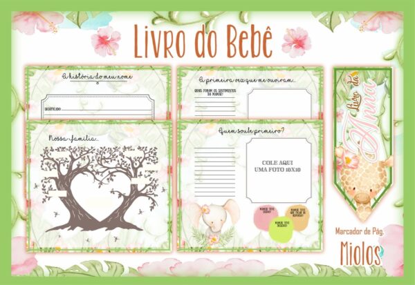 Livro do Bebê Safari Menina I - Arquivo Digital - Imagem 2