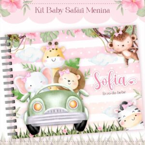 livro do bebe safari rosa menina arquivo digital mensagem