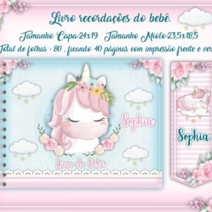 livro do bebe unicornio arquivo digital livro de recordacoes