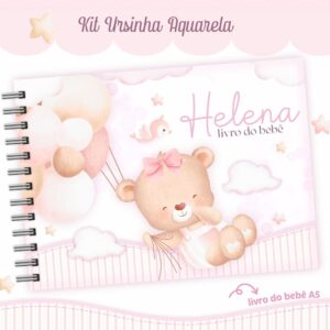 livro do bebe ursinha aquarela rosa arquivo digital fotos