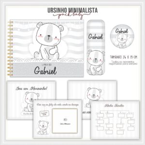 livro do bebe ursinho minimalista arquivo digital papelaria