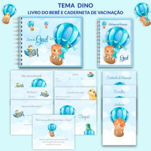 livro e caderneta dino azul arquivo digital bebe