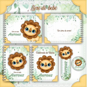 livro e caderneta do bebe leaozinho arquivo digital papel e cia