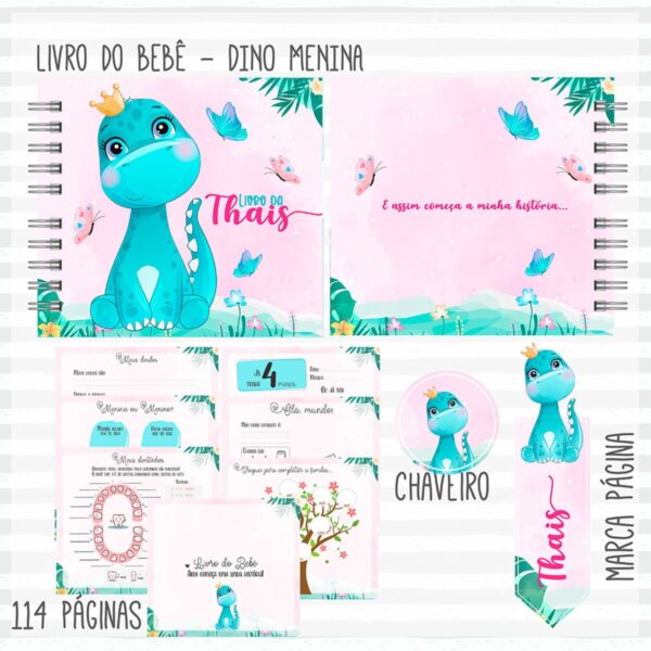 Livro e Caderneta Vacina Dino Menina - Arquivo Digital - Imagem 2