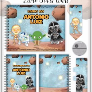 livro e caderneta vacina star wars arquivo digital papelaria personalizada