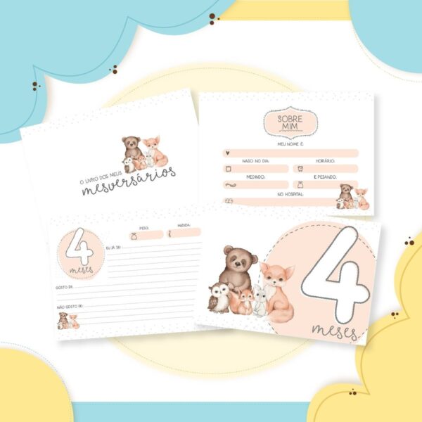 Livro Mêsversário Animais Menino - Arquivo Digital - Imagem 2