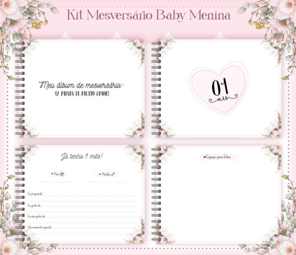 Livro Mesversário Baby Menina - Arquivo Digital