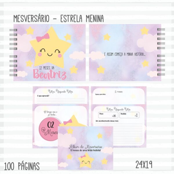 Livro Mêsversário Estrela Menina - Arquivo Digital
