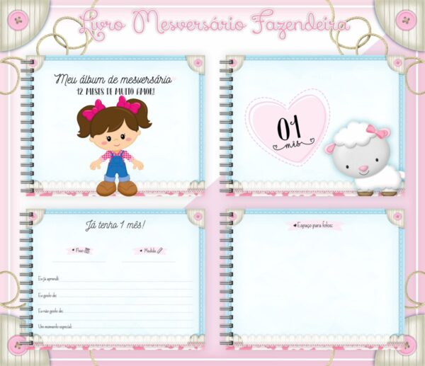 Livro Mesversário Fazendinha Menina - Arquivo Digital