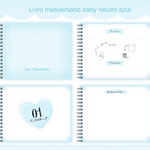 livro mesversario neutro azul menino arquivo digital maternidade