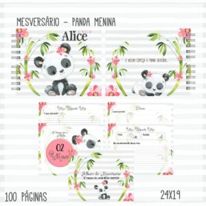 livro mesversario panda menina arquivo digital kit digital