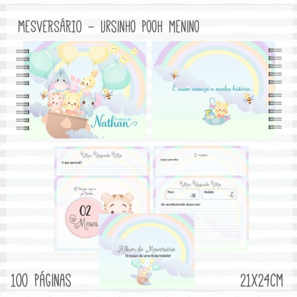 Livro Mêsversário Pooh Menino - Arquivo Digital
