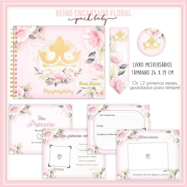 Livro Mesversário Reino Encantado Floral - Arquivo Digital