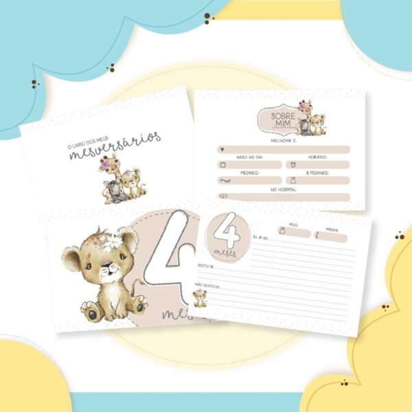 Livro Mêsversário Safari Menina - Arquivo Digital - Imagem 2