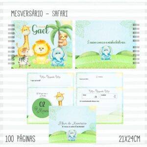 livro mesversario safari menino verde arquivo digital anotacoes