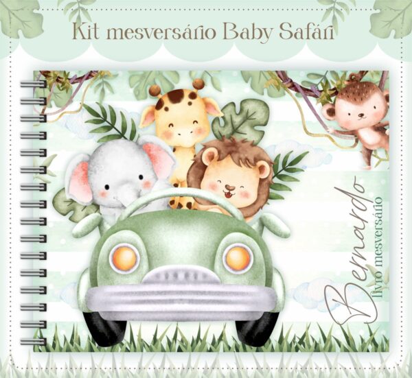 Livro Mesversário Safari Verde Menino - Arquivo Digital