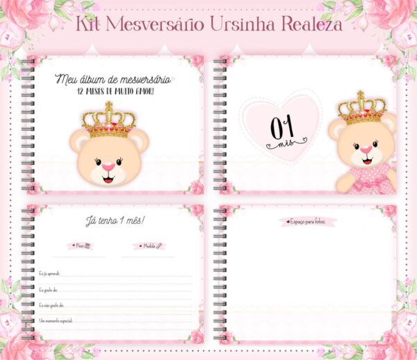 Livro Mesversário Ursinha Realeza - Arquivo Digital