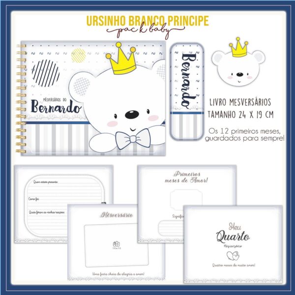 Livro Mesversário Ursinho Branco - Arquivo Digital