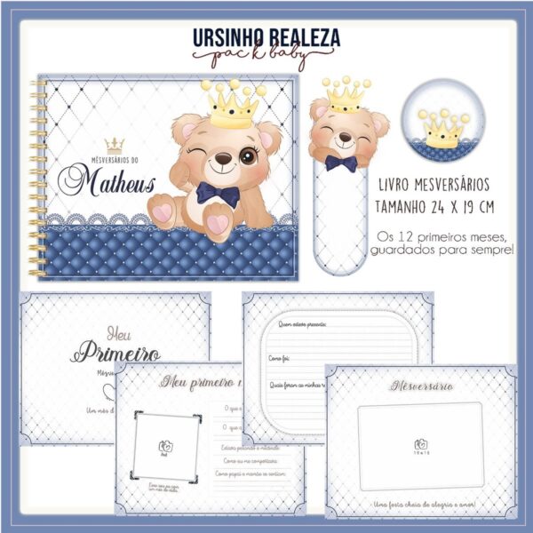 Livro Mesversário Ursinho Realeza - Arquivo Digital