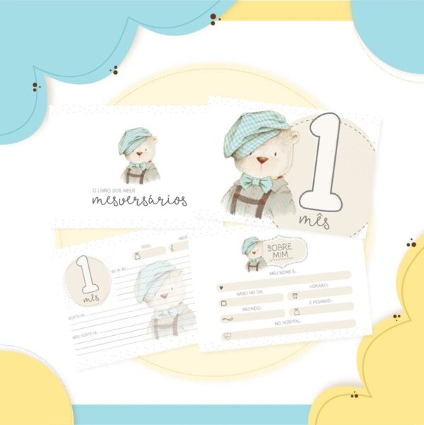 Livro Mêsversário Ursinho Vintage - Arquivo Digital - Imagem 2