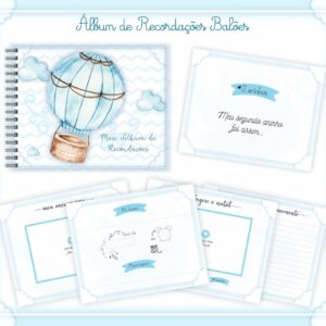 Livro Recordações Bebê Balões Menino - Arquivo Digital