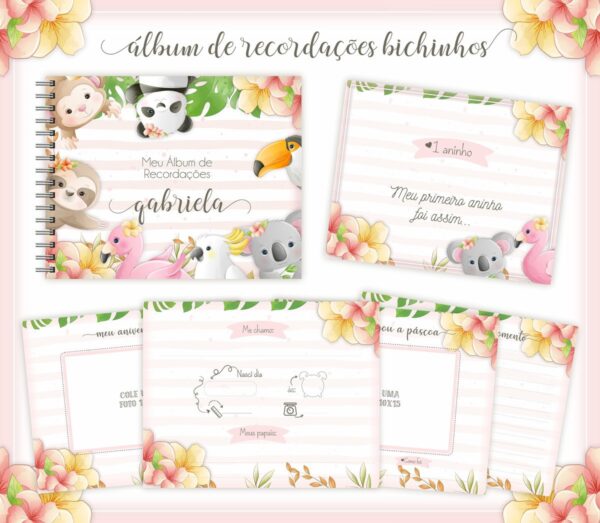 Livro Recordações Bebê Bichinhos - Arquivo Digital