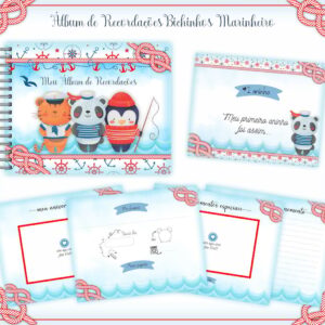 Livro Recordações Bebê Bichinhos Marinheiro - Arq. Digital